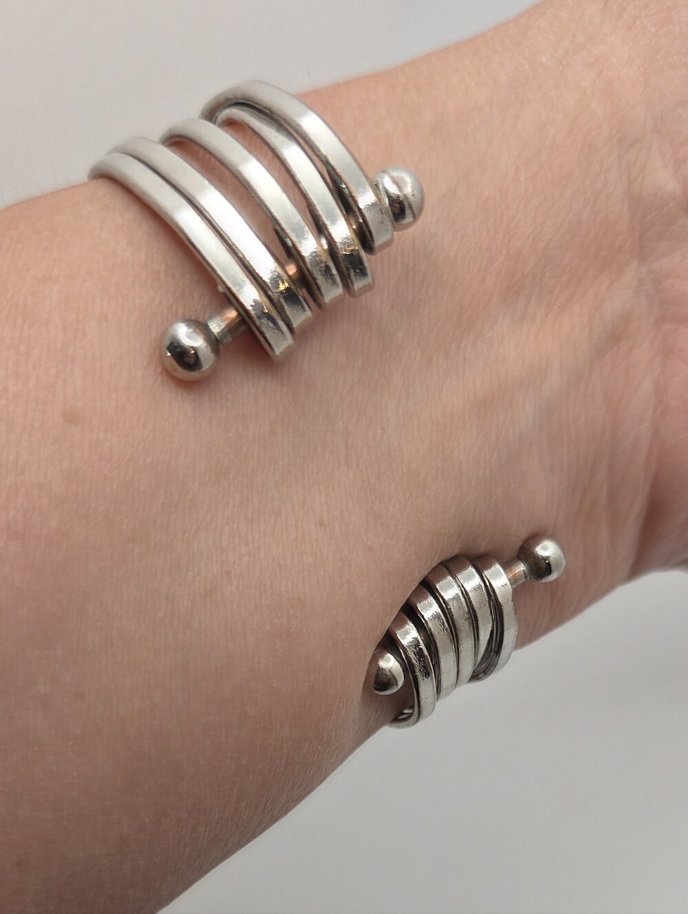 Sterling Silver Plated Multi-Band Cuff Bracelet - Silver Plated Women Jewelry - Picture 5 of 5